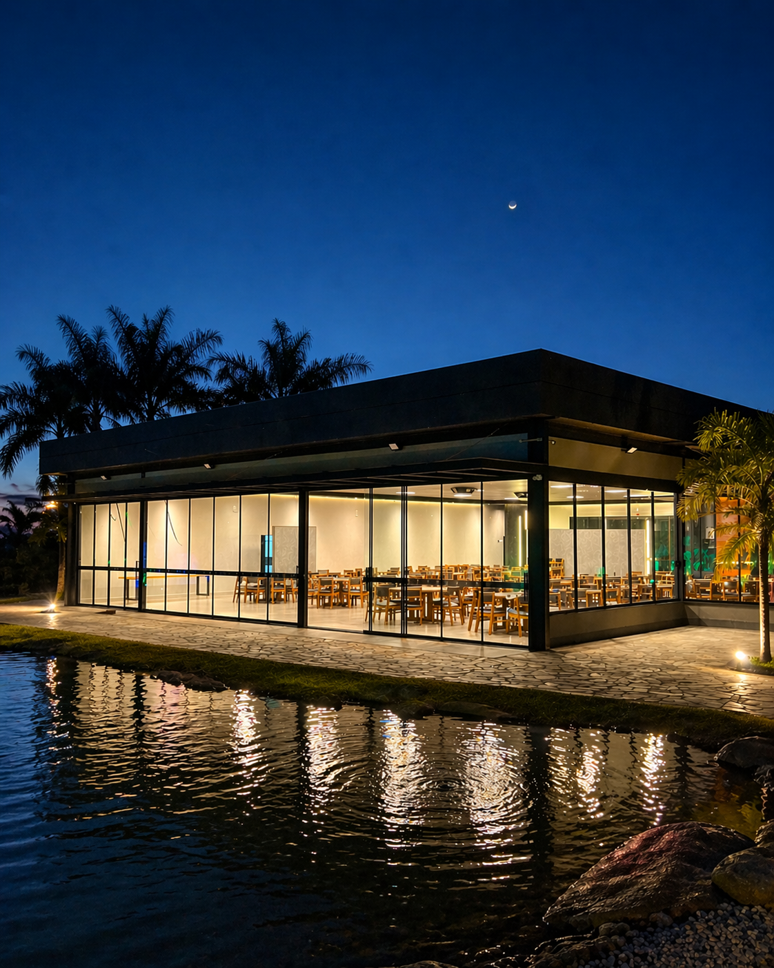 Cerimônia de casamento ao entardecer na Villa Mavie